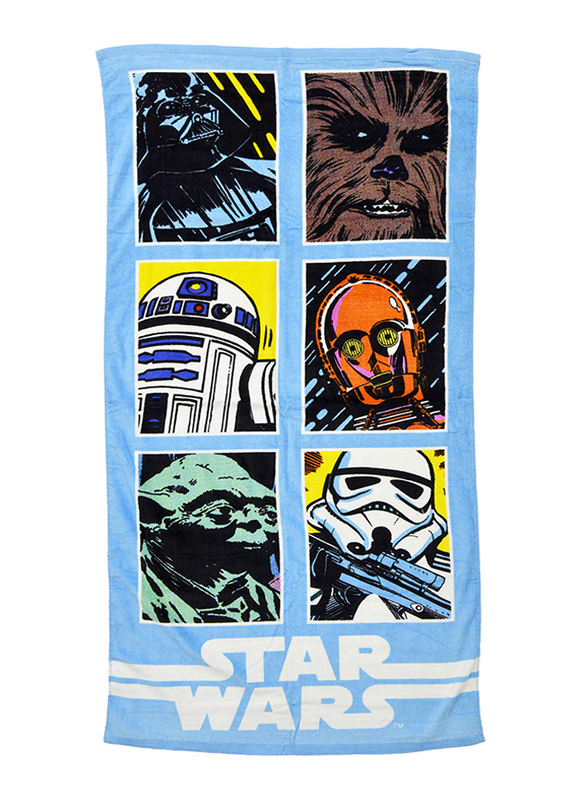 Lucas Star Wars Beach Bath Towel for Boys, 70 x 140cm, Blue/Black