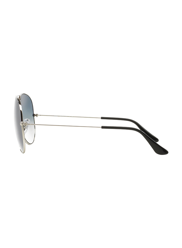 Ray-Ban Full Rim Aviator Silver Sunglasses Unisex, Light Blue Mirrored Lens, RB3025-003/3F, 58/14/140