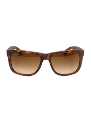 Ray-Ban Full Rim Square Tortoise Brown Sunglasses for Men, Gradient Brown Lens, RB4165-710/13, 55/16/145