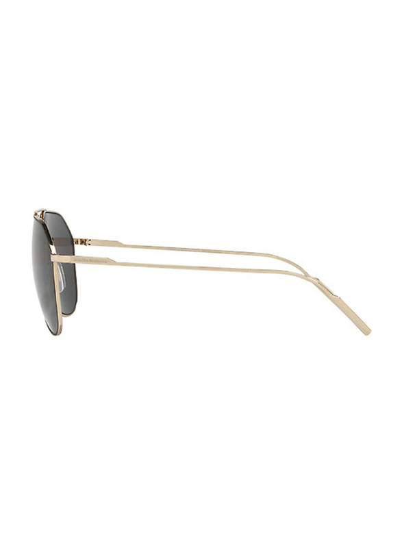 Dolce & Gabbana Full Rim Aviator Black/Pale Gold Sunglasses for Men, Black Lens, DG2166-130587, 61/14/140