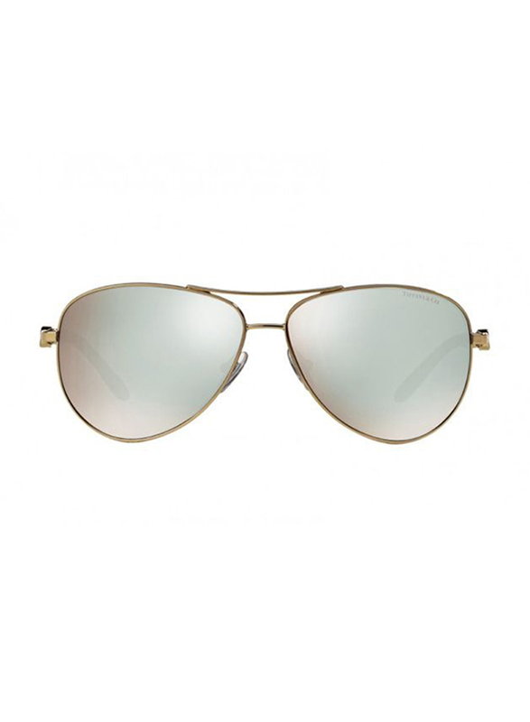 Tiffany&Co Full Rim Aviator Dark Brown Sunglasses for Women, White Mirrored Lens, TF-3049B-609164, 58/12/140