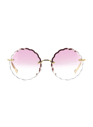 Chloe Full Rim Round Silver Sunglasses for Women, Pink Gradient Lens, CL-CE142S-818, 60/17/140