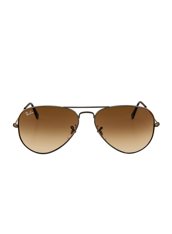 Ray-Ban Full Rim Aviator Gunmetal Sunglasses Unisex, Brown Gradient Lens, RB3025-004/51, 55/14/135