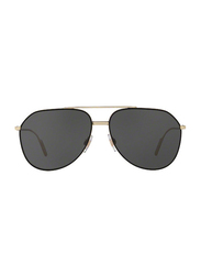 Dolce & Gabbana Full Rim Aviator Black/Pale Gold Sunglasses for Men, Black Lens, DG2166-130587, 61/14/140