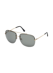 Tom Ford Full Rim Square Silver Sunglasses Unisex, Grey Lens, FT-062028A62, 62/14/140