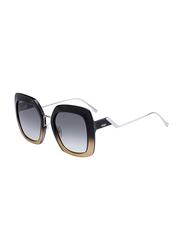 Fendi Full Rim Square Black Crystal Sunglasses for Women, Grey Gradient Lens, FN-0317/S-7C553PR, 53/23/140