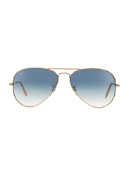 Ray-Ban Full Rim Aviator Gold Sunglasses Unisex, Light Blue Gradient Lens, RB3025-001/3F, 58/14/135