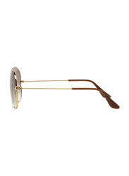 Ray-Ban Full Rim Aviator Metal Gold Sunglasses Unisex, Brown Gradient Lens, RB3025-001/51, 58/14/135