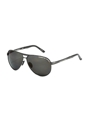 Porsche Design Full Rim Aviator Black Sunglasses for Men, Black Lens, PD-8649A, 62/10/140