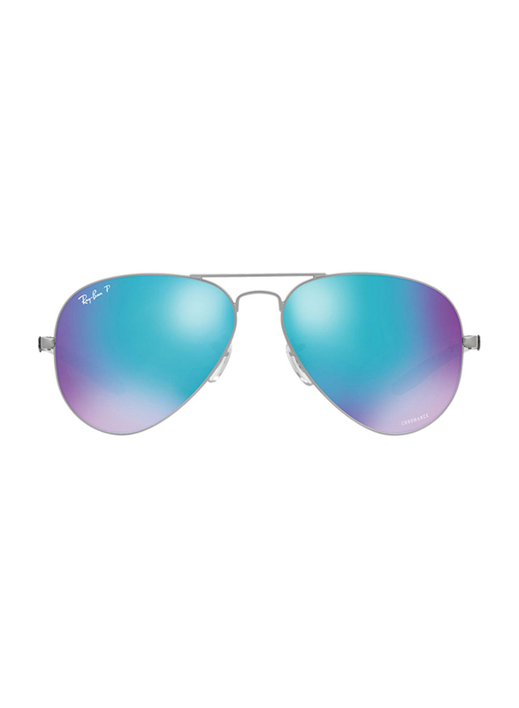 Ray-Ban Full Rim Aviator Gunmetal Sunglasses Unisex, Blue Mirrored Lens, RB8317CH-029/A1, 58/14/140