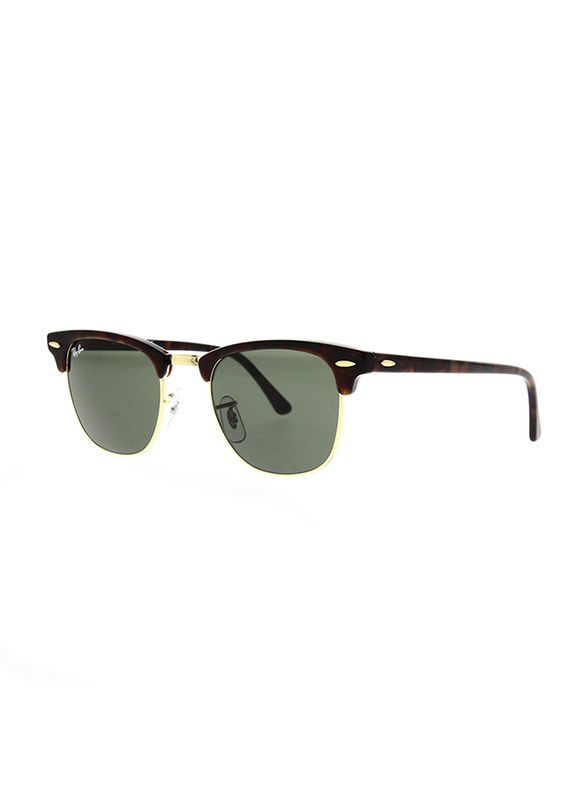 Ray-Ban Full Rim Clubmaster Tortoise Brown Sunglasses Unisex, Black Lens, RB3016-W0366, 49/21/140