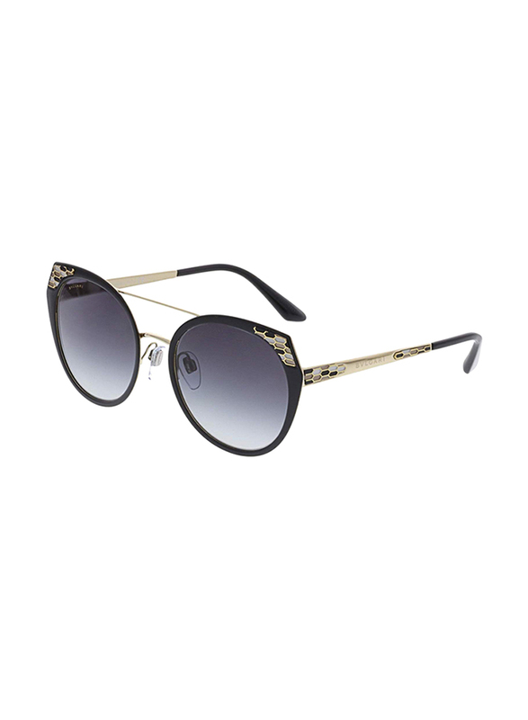 Bvlgari Full Rim Cat Eye Black/Gold Sunglasses for Women, Grey Gradient Lens, BV6095-20248G, 53/20/145
