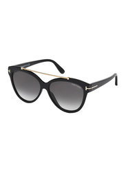 Tom Ford Full Rim Cat Eye Black Sunglasses for Women, Grey Lens, FT-051801B58, 58/14/140