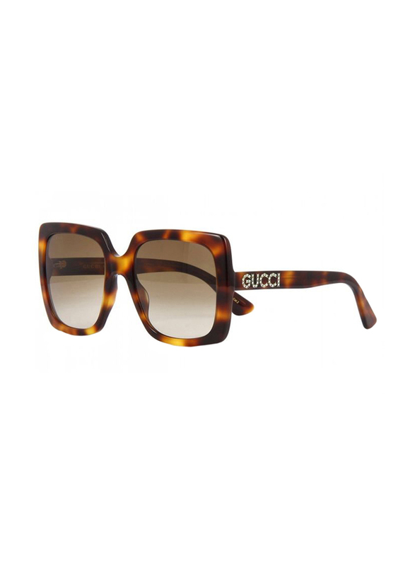 Gucci Full Rim Square Havana Sunglasses for Women, Brown Lens, GU-0418/S-003, 54/20/140