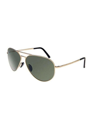 Porsche Design Full Rim Aviator Gold Sunglasses for Men, Black Lens, PD-8508A, 60/12/140
