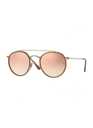 Ray-Ban Full Rim Round Gold Sunglasses for Women, Copper Lens, RB3647N-001/7O, 51/22/145