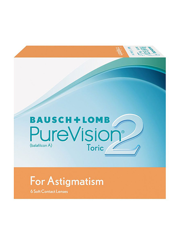 Bausch & Lomb PureVision 2 Toric Monthly Pack of 6 Contact Lenses, Clear, SPH -4.5, CYL-0.75, Axis 180