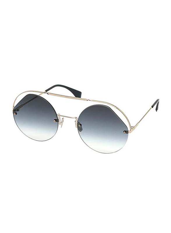 Fendi Half-Rim Round Silver Sunglasses for Women, Grey Gradient Lens, FN-0325/S-KB7569O, 56/23/140