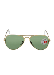 Ray-Ban Full Rim Aviator Gold Sunglasses Unisex, Green Lens, RB3025-001/58, 58/14/140