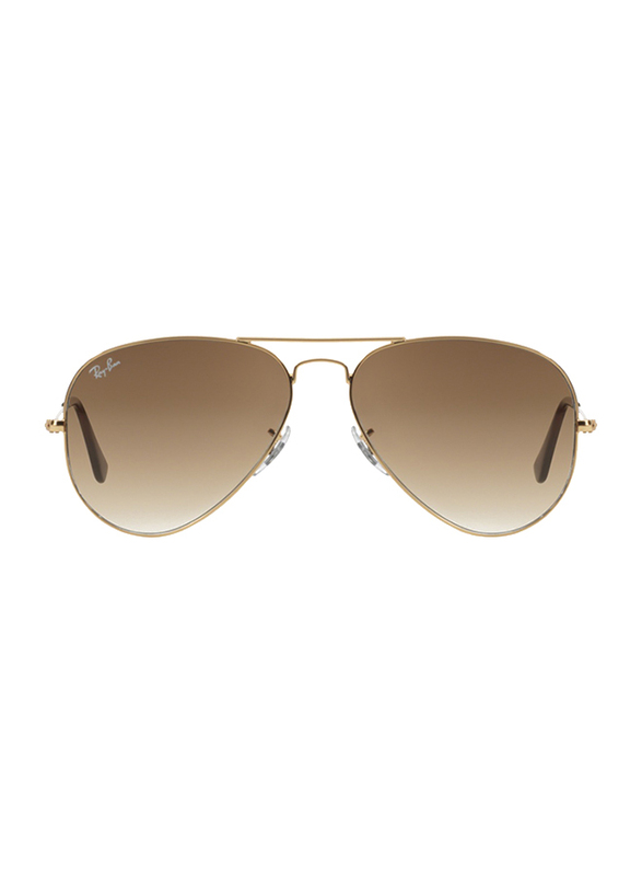 Ray-Ban Full Rim Aviator Metal Gold Sunglasses Unisex, Brown Gradient Lens, RB3025-001/51, 58/14/135