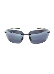 Maui Jim Polarized Rimless Rectangle Black Sunglasses Unisex, Grey Lens, MJ-422, 63/13/127
