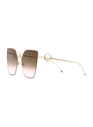 Fendi Full Rim Cat Eye Gold Sunglasses for Women, Brown Gradient Lens, FN-0323/S-S4563M2, 63/18/143
