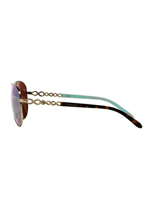 Tiffany&Co Full Rim Aviator Dark Brown Sunglasses for Women, White Mirrored Lens, TF-3049B-609164, 58/12/140