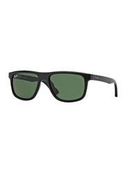 Ray-Ban Full Rim Rectangle Black Sunglasses for Boys, Green Lens, RJ9057S-100/71, 50/15/130