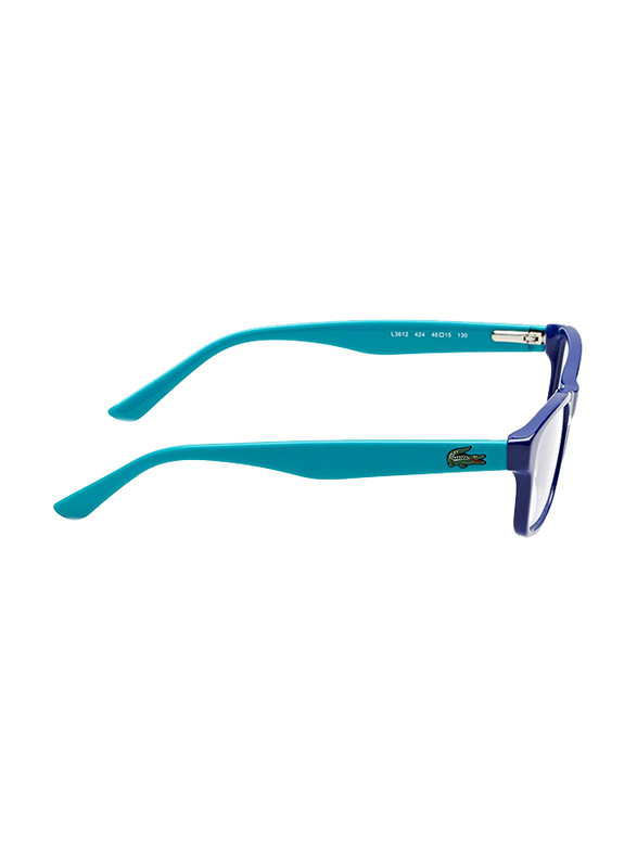 Lacoste Full-Rim Square Blue Azure Computer Glasses for Kids, with Blue Light Filter, Clear Lens, 8-13 Years, LA-L3612-424-46-BC, 46/15/130
