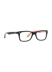 Ray-Ban Full Rim Rectangle Black on Texture Red Frame Unisex, RX5228-2479, 53/17/140