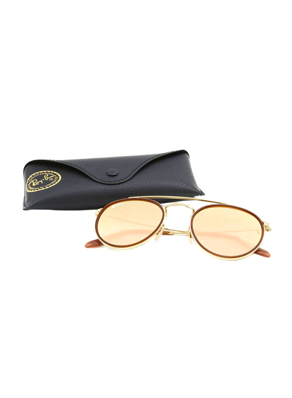 Ray-Ban Full Rim Round Gold Sunglasses for Women, Copper Lens, RB3647N-001/7O, 51/22/145