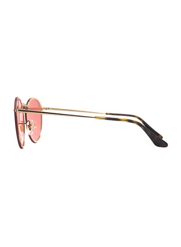 Ray-Ban Full Rim Round Gold Sunglasses for Women, Pink Mirrored Lens, RB3574N-001/E4, 59/15/145