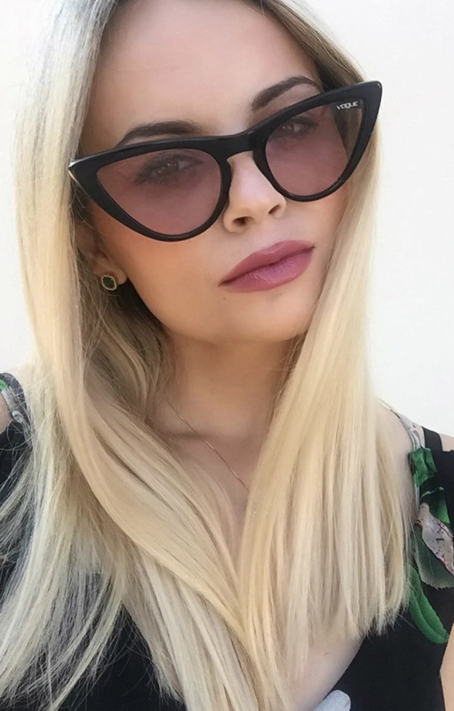 Vogue Full Rim Cat Eye Black Sunglasses for Women, Pink Lens, VO5211S-W44/5, 54/20/140
