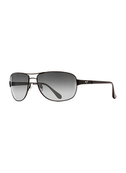 Maui Jim Polarized Full Rim Aviator Matte Black Sunglasses Unisex, Grey Lens, MJ-GS253, 63/18/122