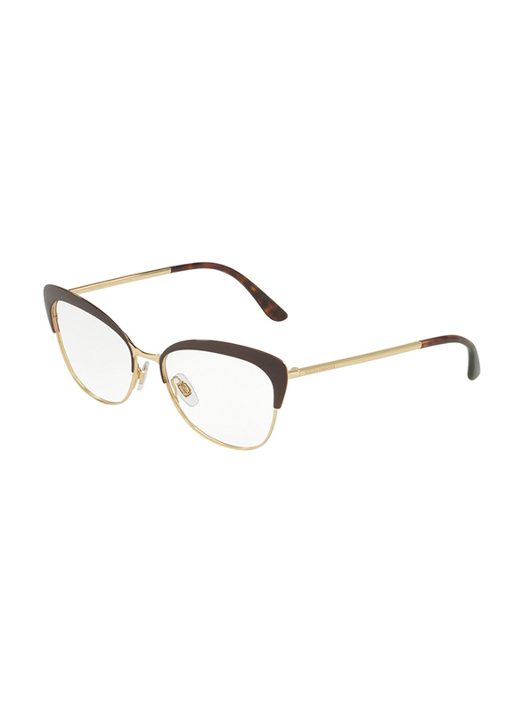 

Dolce & Gabbana Half-Rim Cat Eye Brown/Gold Frame for Women, DG1298-1315, 56/16/140