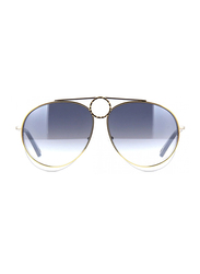 Chloe Full Rim Aviator Silver Sunglasses for Women, Blue Gradient Lens, CL-CE144S-050, 61/13/140