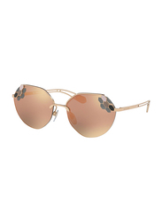 Bvlgari Full Rim Hexagonal Rose Gold Sunglasses for Women, Rose Gold Mirrored Lens, BV6099-20144Z, 57/16/140