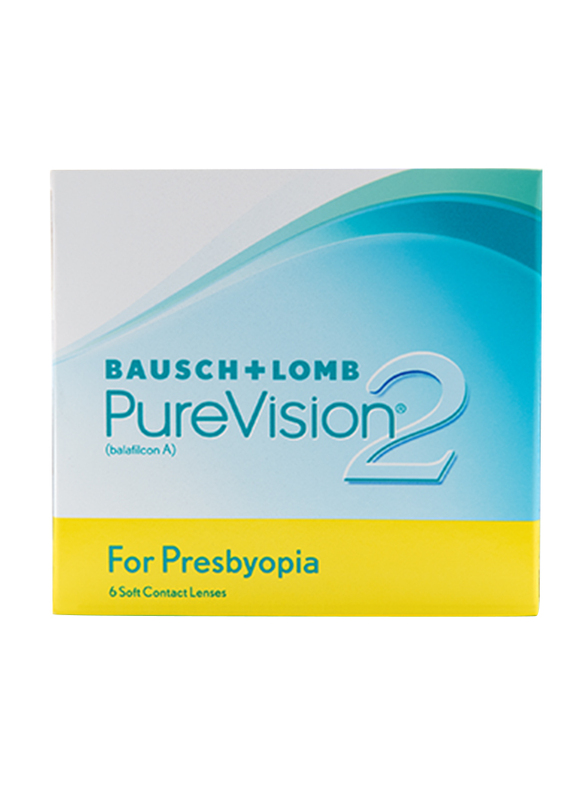 Bausch & Lomb PureVision 2 Multi Focal Monthly Pack of 6 Contact Lenses, Clear, SPH +2.50, High-Add