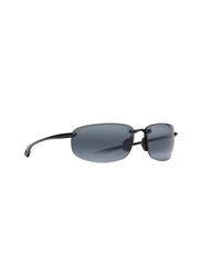 Maui Jim Polarized Half-Rim Rectangle Black Sunglasses Unisex, Grey Lens, MJ-407, 64/17/130