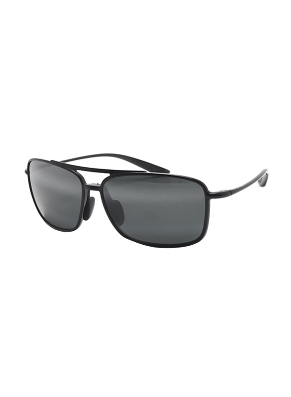 Maui Jim Polarized Full Rim Square Black Sunglasses Unisex, Grey Lens, MJ-437, 61/15/140