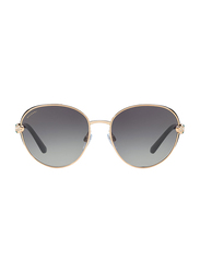 Bvlgari Full Rim Round Black/Gold Sunglasses for Women, Grey Gradient Lens, BV6087B-20238G, 57/17/140