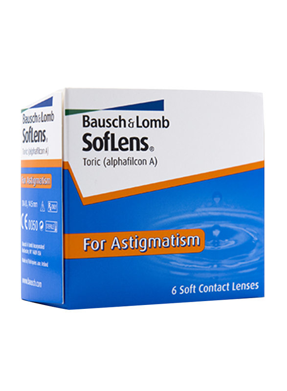 Bausch & Lomb Soflens Monthly Toric Pack of 6 Contact Lenses, Clear, SPH 0, CYL-2.75, Axis 180