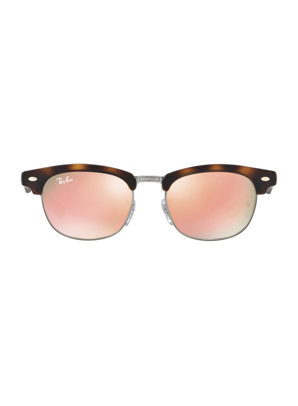 Ray-Ban Full Rim Clubmaster Havana Sunglasses for Kids, Pink/Silver Mirrored Lens, RJ9050S-70182Y, 45/16/125