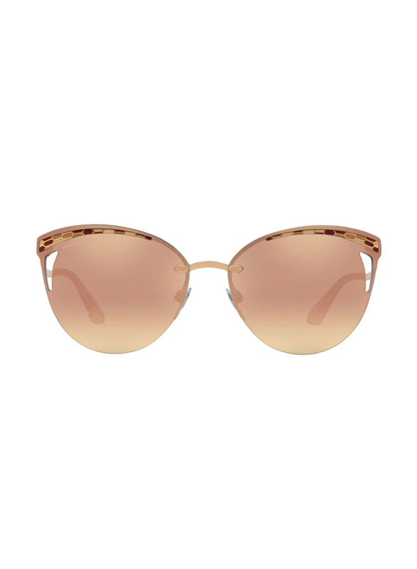 Bvlgari Full Rim Cat Eye Rose Gold Sunglasses for Women, Rose Gold Mirrored Lens, BV6110-20144Z, 63/15/140