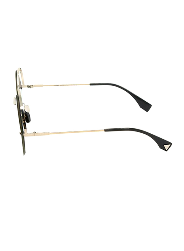 Fendi Half-Rim Round Silver Sunglasses for Women, Grey Gradient Lens, FN-0325/S-KB7569O, 56/23/140
