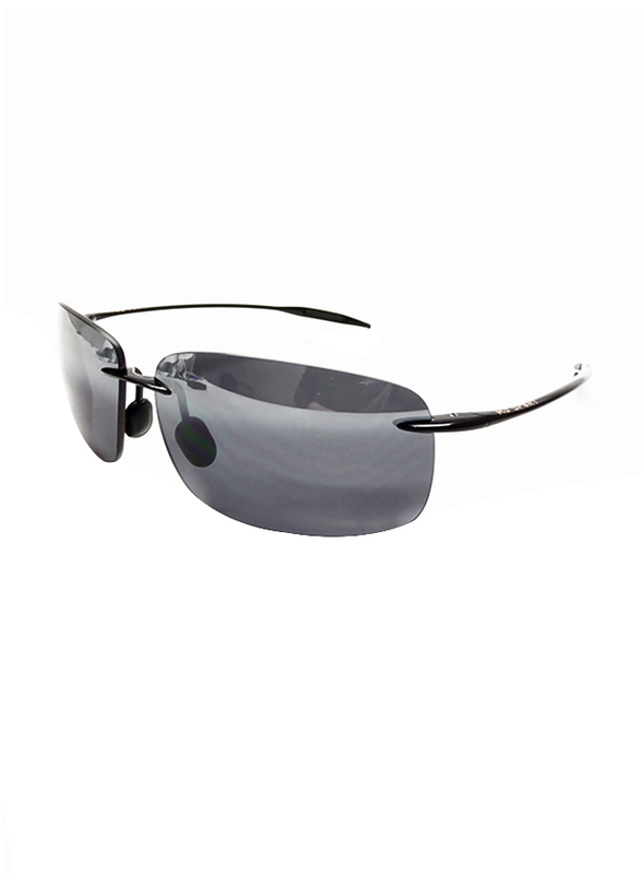 Maui Jim Polarized Rimless Rectangle Black Sunglasses Unisex, Grey Lens, MJ-422, 63/13/127