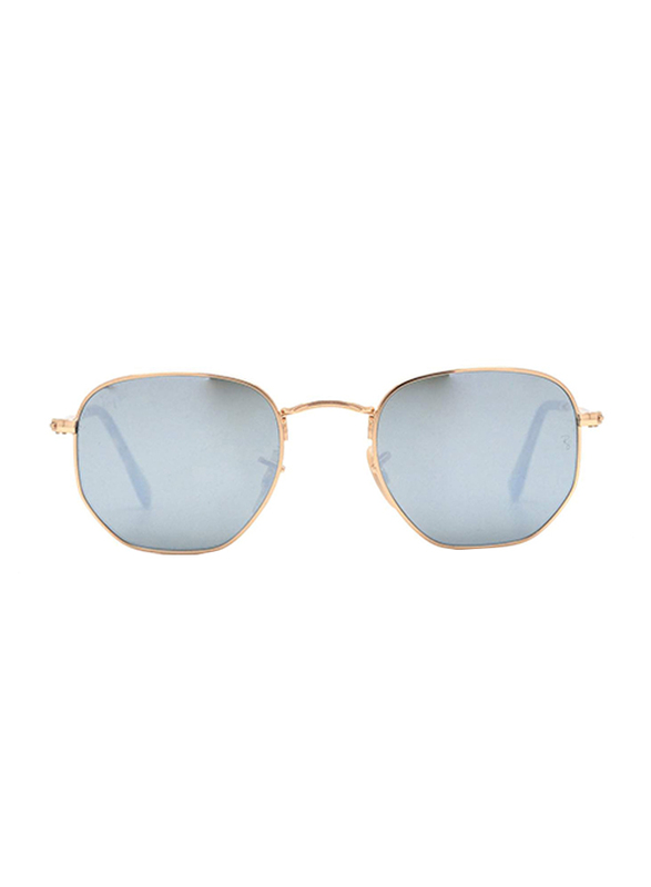 Ray-Ban Full Rim Hexagonal Gold Sunglasses Unisex, Blue Lens, RB3548N-001/30, 54/21/145