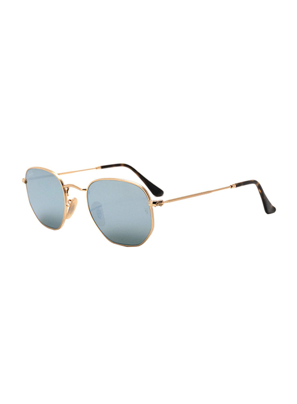 

Ray-Ban Full Rim Hexagonal Gold Sunglasses Unisex, Blue Lens, RB3548N-001/30, 54/21/145