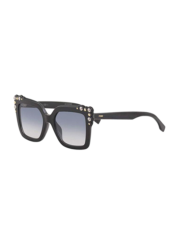 Fendi Full Rim Square Black Sunglasses for Women, Blue Gradient Lens, FN-0260/S-8075208, 52/19/145