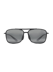 Maui Jim Polarized Full Rim Square Black Sunglasses Unisex, Grey Lens, MJ-437, 61/15/140